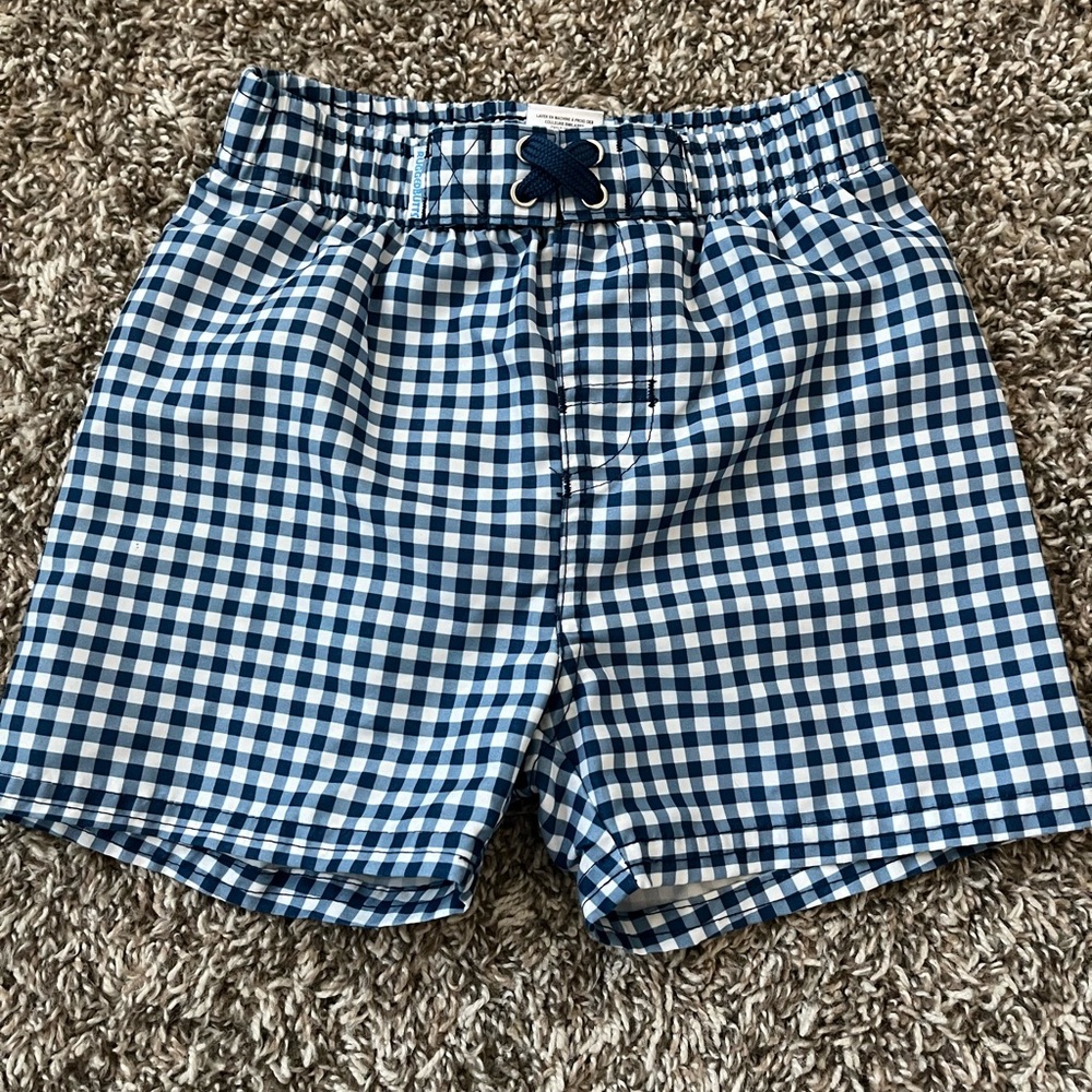 Blue and White Gingham Swim Shorts